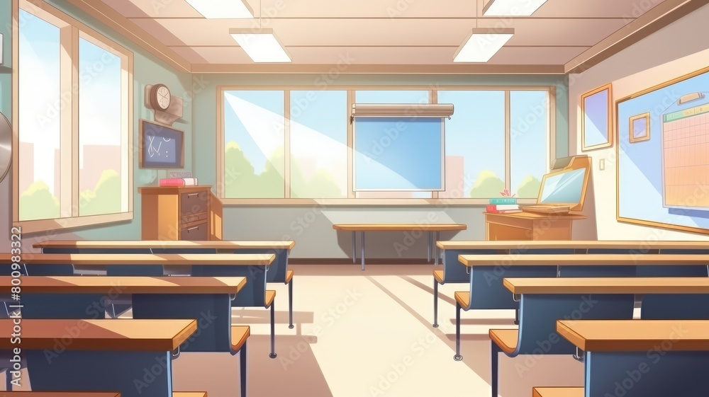 Bright and Modern Classroom Interior Cartoon Bright and Modern Classroom Interior Cartoon