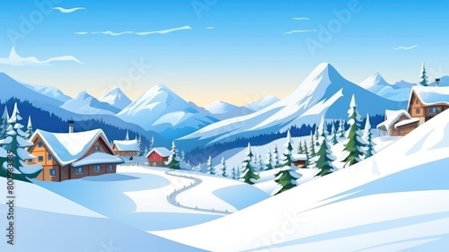 Winter Wonderland Ski Resort Panorama