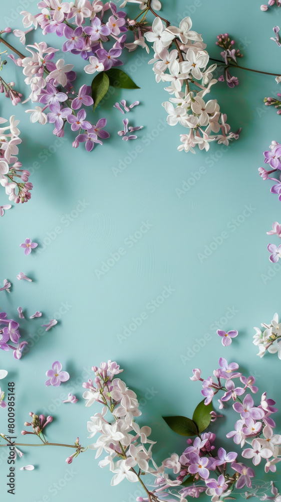 Minimalist Flower Circle on Turquoise Background Minimalist Flower Circle on Turquoise Background