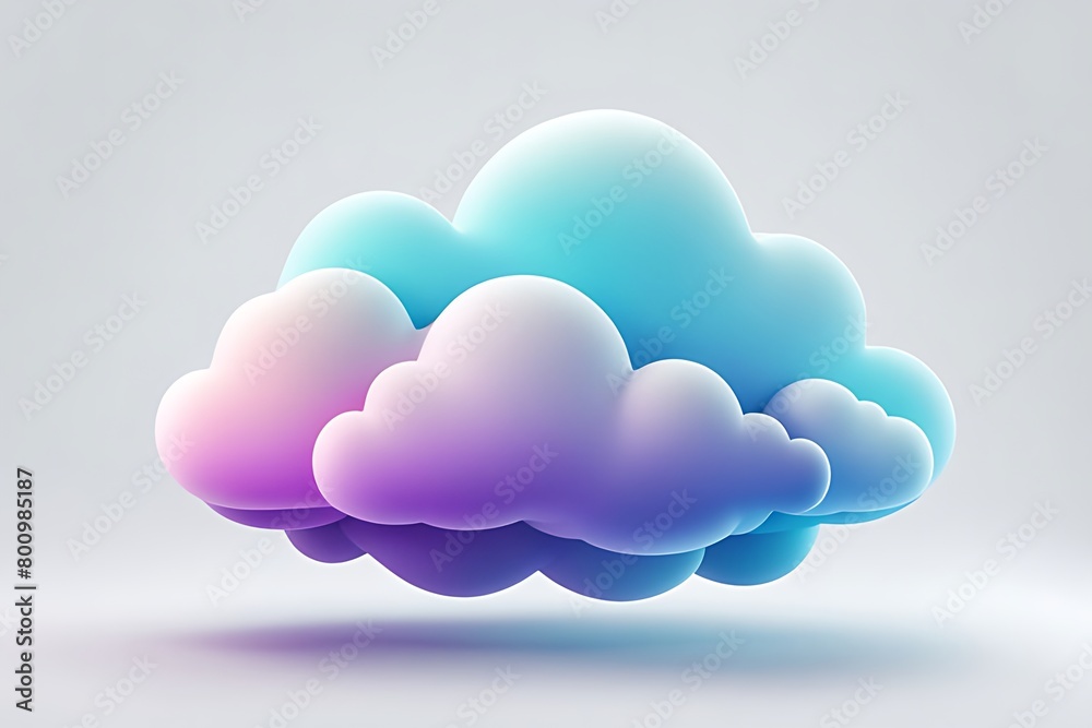 Abstract colorful curly clouds isolated on white background. Cartoon textured 3D illustration, gradient Abstract colorful curly clouds isolated on white background. Cartoon textured 3D illustration, gradient