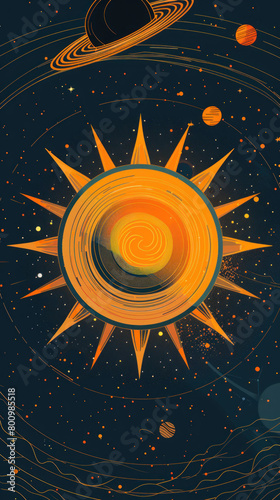 Vibrant Stylized Sun Icon Design., International Sun Day, the importance of solar energy, Sun’s contributions to life on Earth.