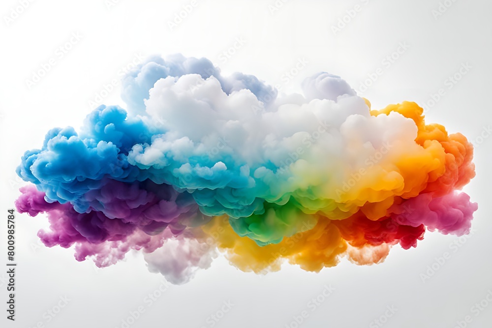 Obraz premium Abstract colorful curly cloud isolated on white background. Textured 3D illustration