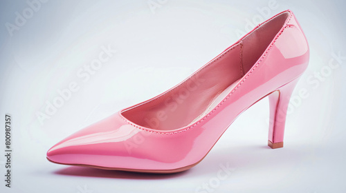 Girlish pink shoe on white background