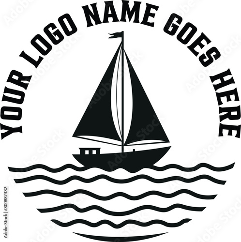 boat logo design with editable vector file