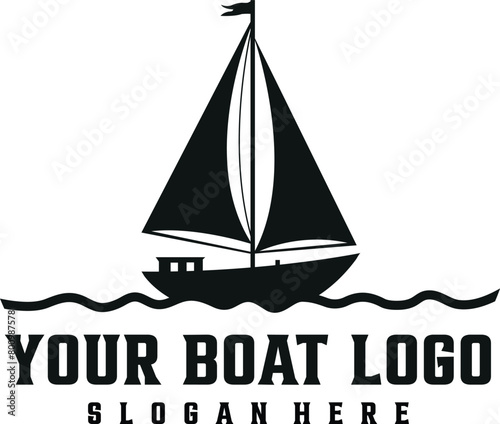 boat logo design with editable vector file