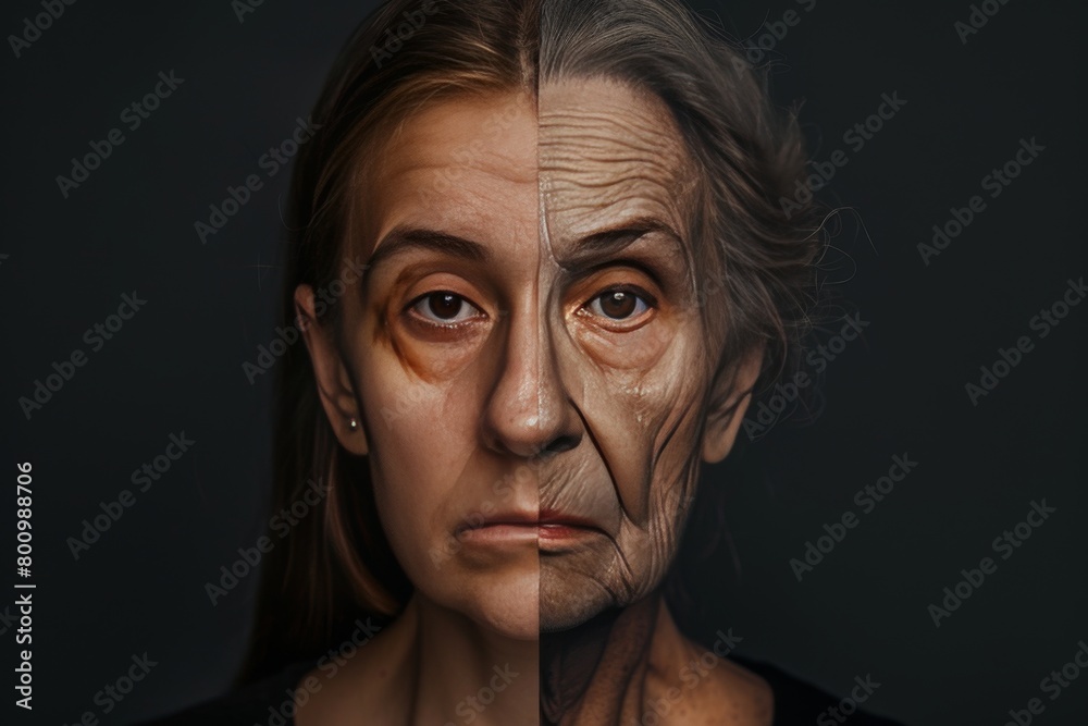 Lines through skincare show realistic features, aging wrinkle and split identity managed with treatment solutions. Lines through skincare show realistic features, aging wrinkle and split identity managed with treatment solutions.
