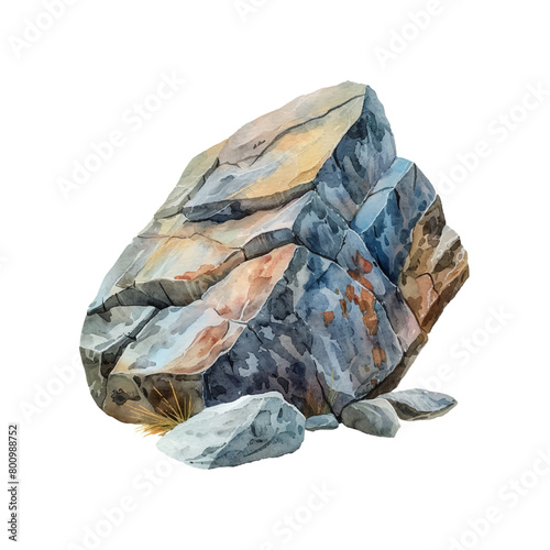 boulder rock vector illustration in watercolor style 