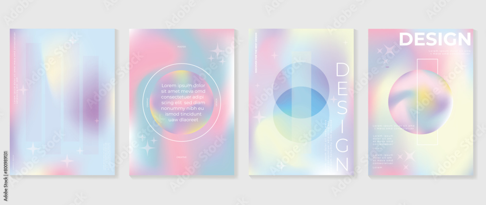 Fluid gradient background vector. Cute and minimal style posters with colorful, geometric shapes, sparkle and liquid color. Modern wallpaper design for social media, idol poster, banner, flyer.