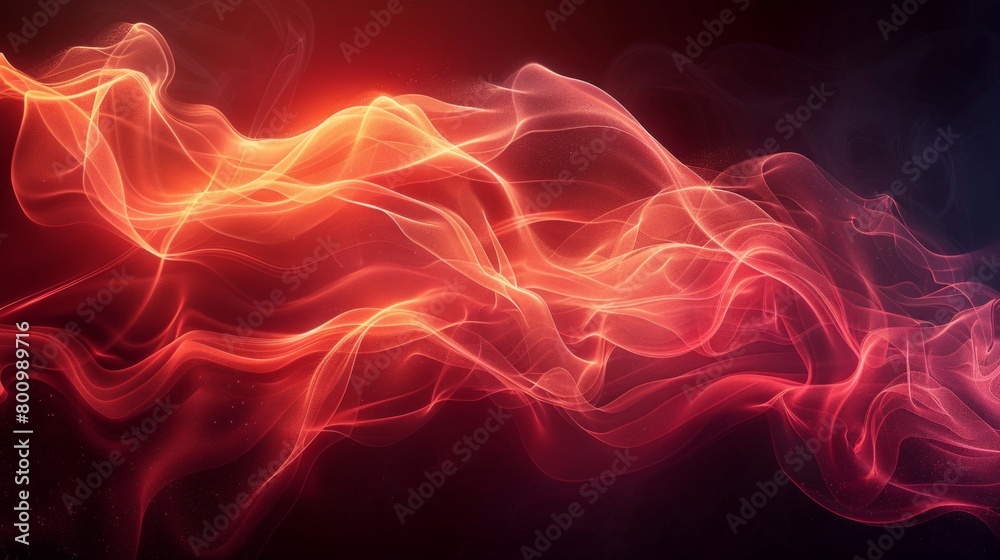 Red lines drawn by light in darkness, abstract organic, close-up, professional quality, AI Generative