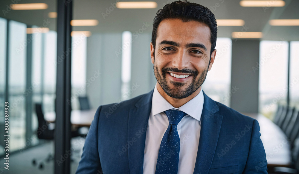 man smiling in suit and tie standing by the window in his office man smiling in suit and tie standing by the window in his office