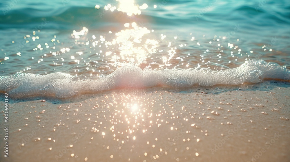 soothing wave's soft embrace of the sandy beach, AI Generative