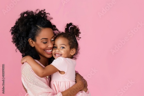 happy mother's day! Adorable sweet young afro-american mother with cute little daughter.