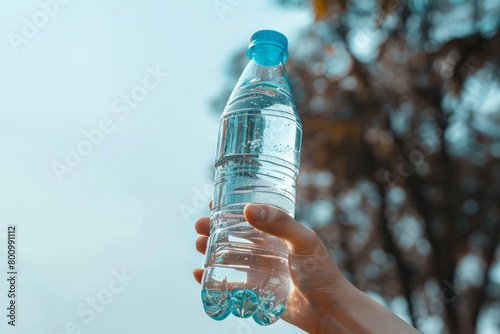 hand holding bottle water