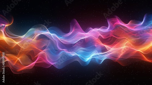 Colorful abstract background with vibrant flowing shapes on black background