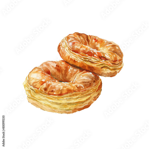 danish pastry vector illustration in watercolor style