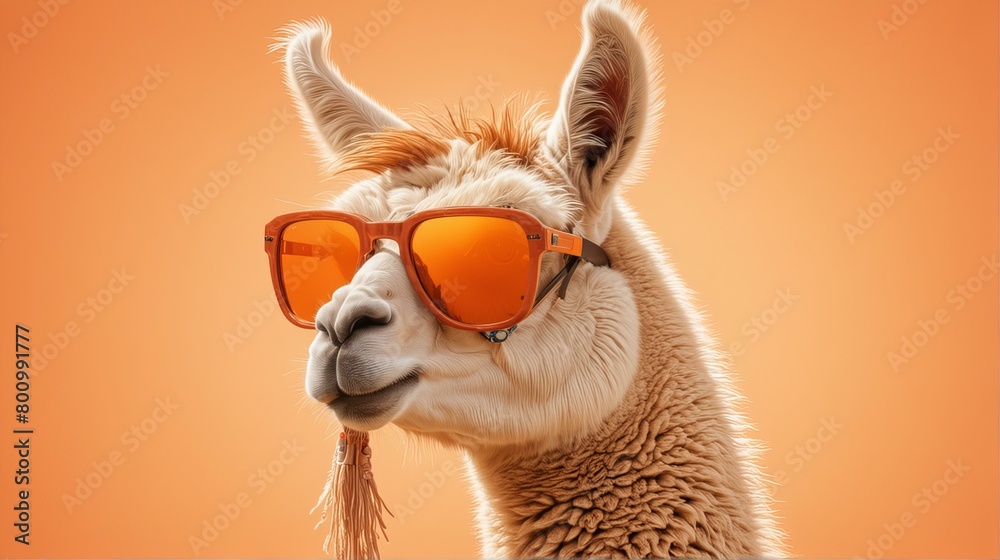 Fototapeta premium Llama with orange glasses