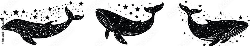 Set of a whale, vector illustration.