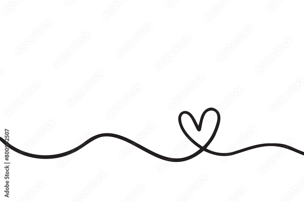Doodle abstract heart continuous line drawing