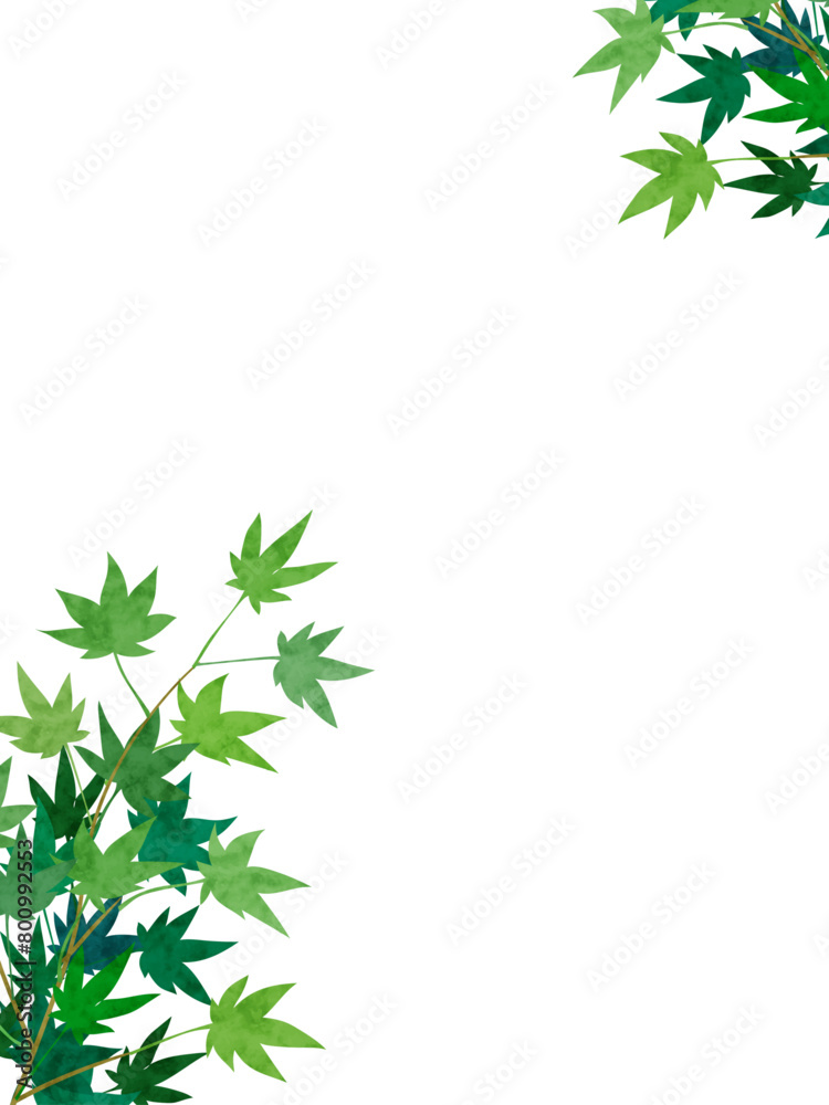 もみじ水彩画風イラストフレーム背景 もみじ水彩画風イラストフレーム背景