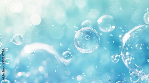 Abstract art meets tranquility in this soft blue background filled with floating liquid bubbles