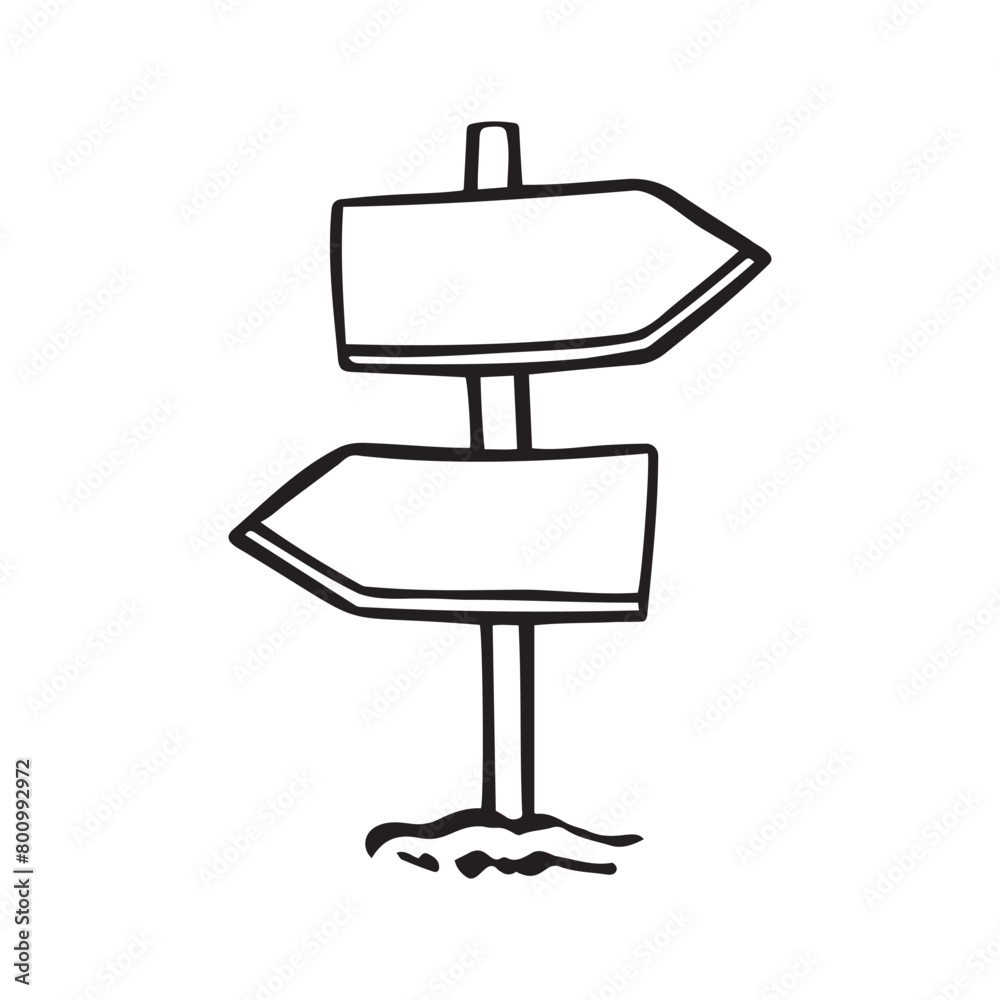 Board doodle. Empty road direction sign. Doodle sketch style Board doodle. Empty road direction sign. Doodle sketch style