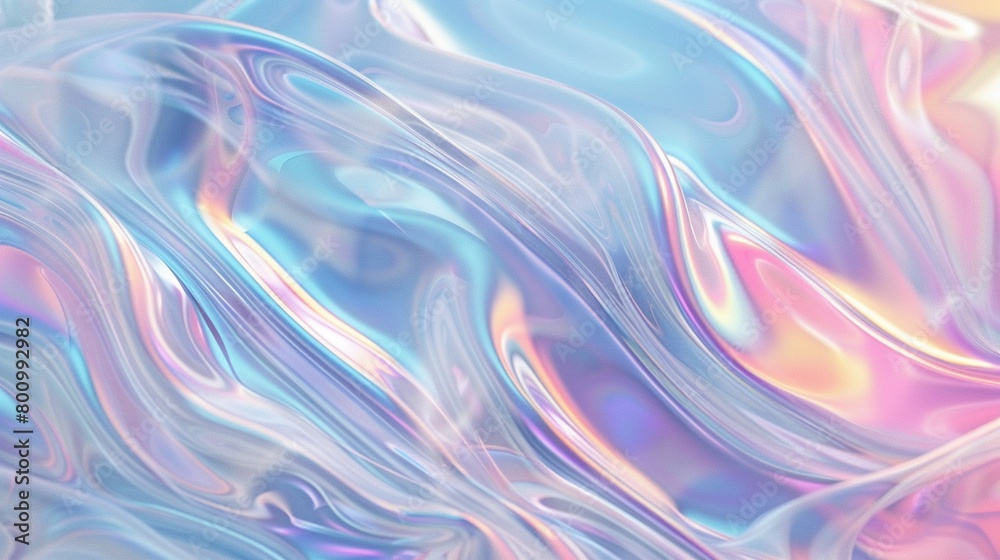 Holographic pastel foil flows across the background, its luminous swirls soothing and captivating Holographic pastel foil flows across the background, its luminous swirls soothing and captivating