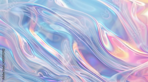 Holographic pastel foil flows across the background, its luminous swirls soothing and captivating