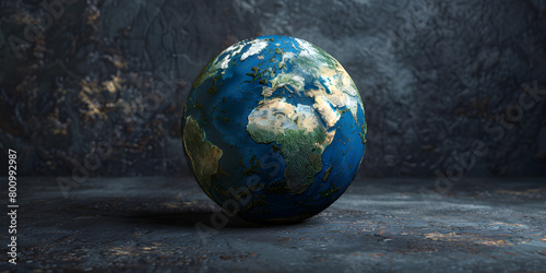 Earth model Earth globe on a uniform light background. 
 photo