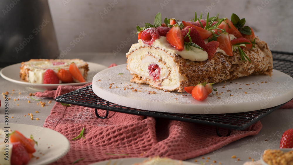 Meringue roll cake