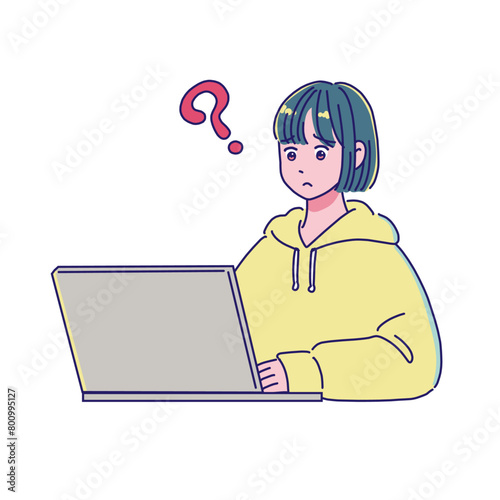 パソコンを使う若い女性