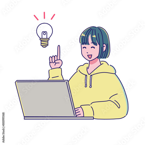 パソコンを使う若い女性