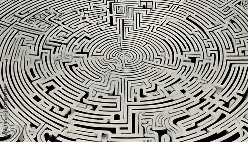 Intricate Black And White Labyrinth With Winding P Upscaled photo