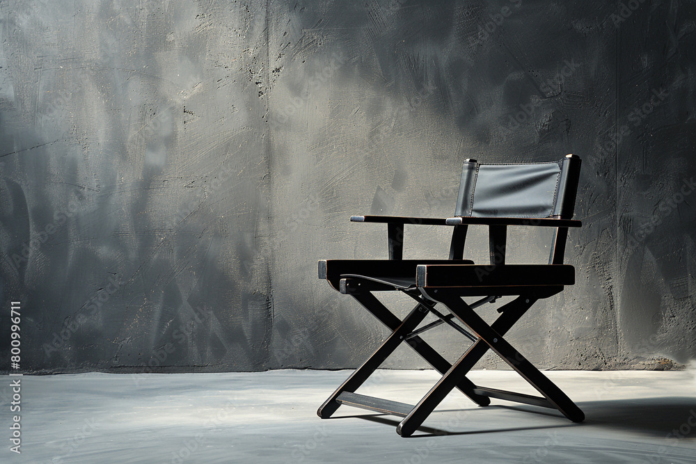 Luna director chair casting dramatic shadows, accentuating its sleek design.