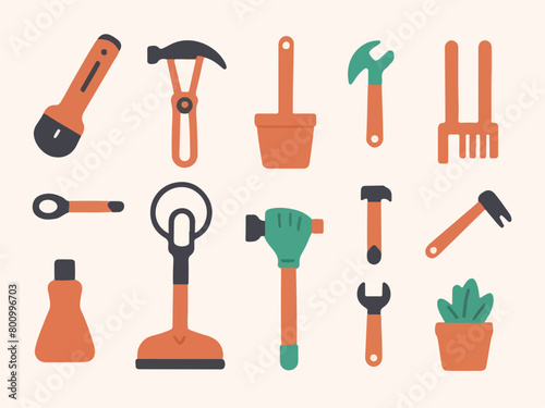Vector Illustration of Essential Gardening Tools.