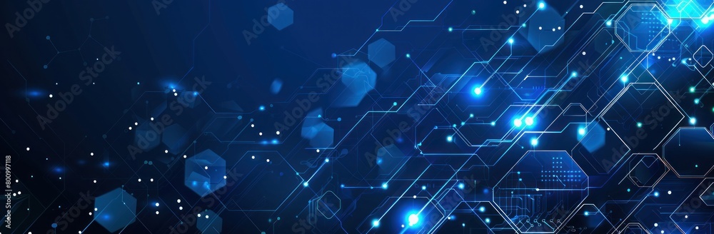 Dark blue abstract and futuristic hexagon technology background