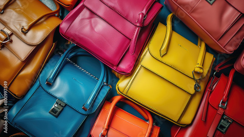 Fashionable Array of Colorful Handbags