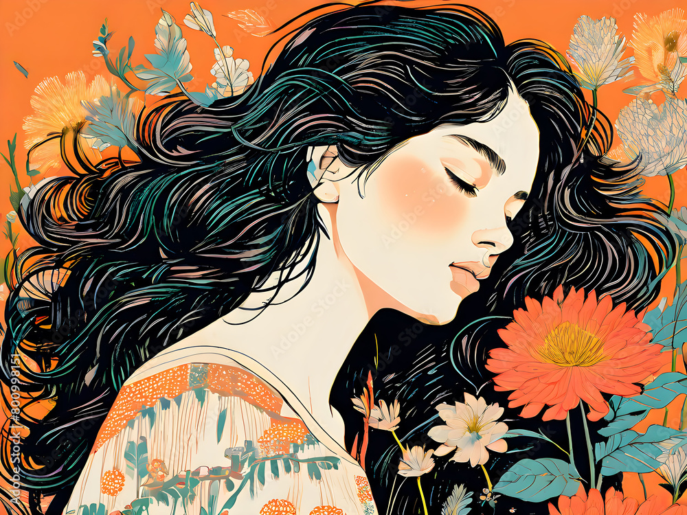 girl with flowers girl with flowers