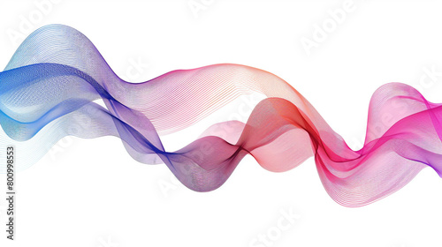 Explore the intersection of creativity and technology with artistic gradient lines in a single wave style isolated on solid white background