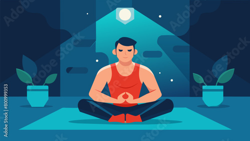A fighter meditating in a quiet corner using mindfulness techniques to keep their fears at bay during sparring.