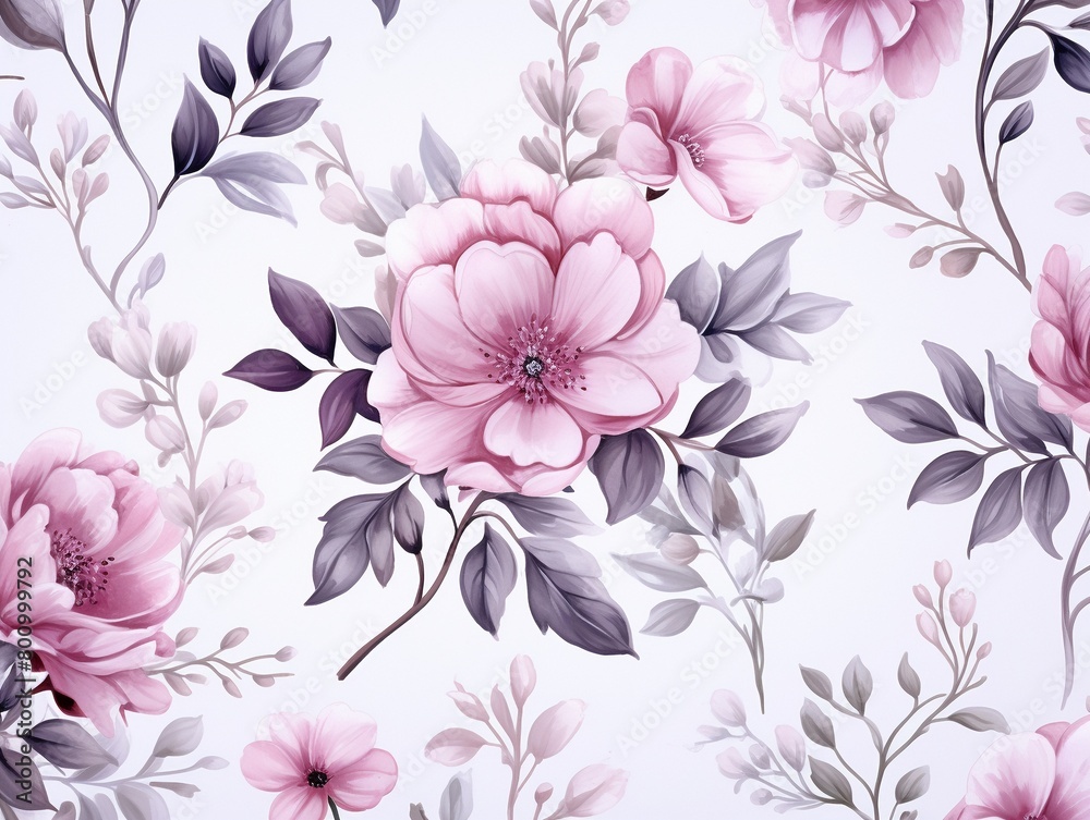 Delicate floral watercolor pattern in highresolution vector, perfect for creating elegant wallpapers and luxury fabric designs ,  high resolution