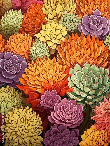 Colorful and flat vector illustration of desert succulents  designed for creating seamless  repeating patterns for various decorative applications    repeating pattern
