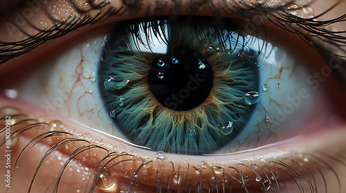 Very macro structure of a human eye. Eyes view with texture and colored cornea of the eye photo