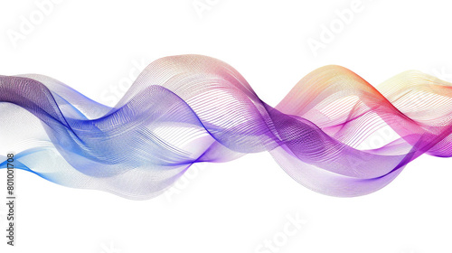 Explore the frontier of possibility with pioneering gradient lines in a single wave style isolated on solid white background photo
