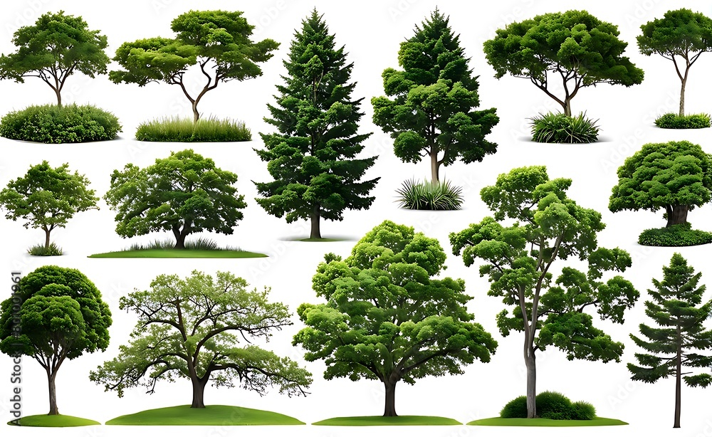 Fototapeta premium set of tree isolated on white background 