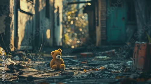 A picturesque view of a child's favorite toy, placed in a prominent location, symbolizing the unwavering hope for a restored childhood on World Day Against Child Labor.