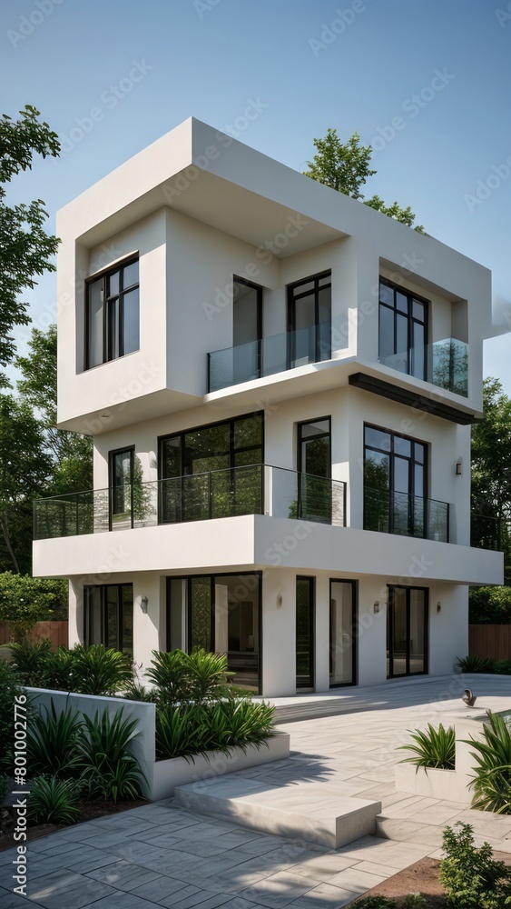 Naklejka premium modern luxury villa exterior architecture design