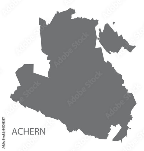 Achern German city map grey illustration silhouette shape