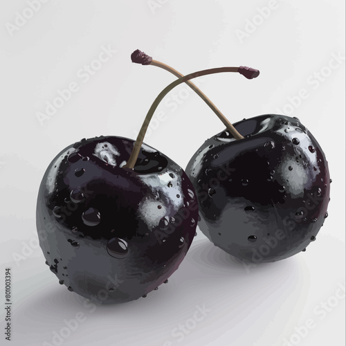 Cherries on a white background. 3D illustration. Series.