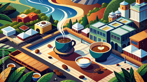 Aerial view of all kinds of coffee