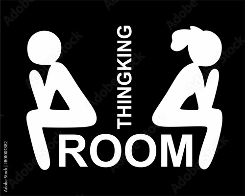 thinking room, cute toilet sign